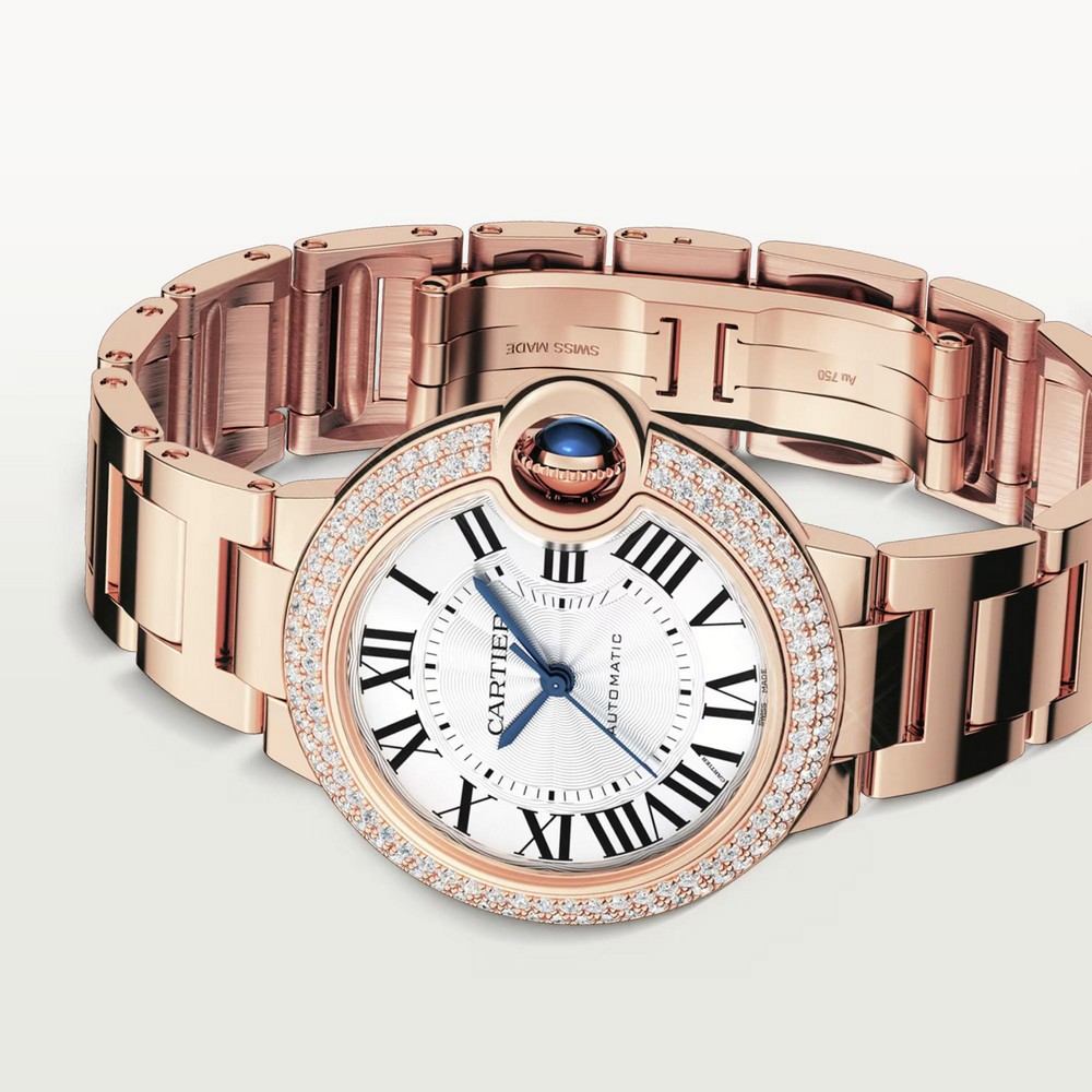 Đồng Hồ Cartier Ballon Bleu De Cartier Watch 33mm Nữ Vàng Hồng Trắng